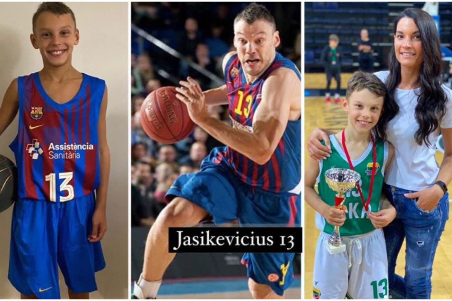  Š. Jasikevičiaus sūnus Lukas jau matuojasi „Barcelona“ aprangą.<br> Lrytas.lt montažas.