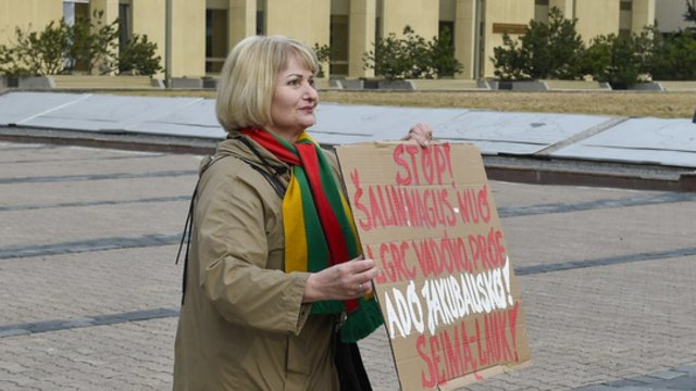 Skandalais pagarsėjusi A. G. Astrauskaitė vėl sukėlė audrą prie Seimo