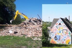 Klaipėdiečių širdys verkia – nugriautas gražuolis, praeivius džiuginęs namas