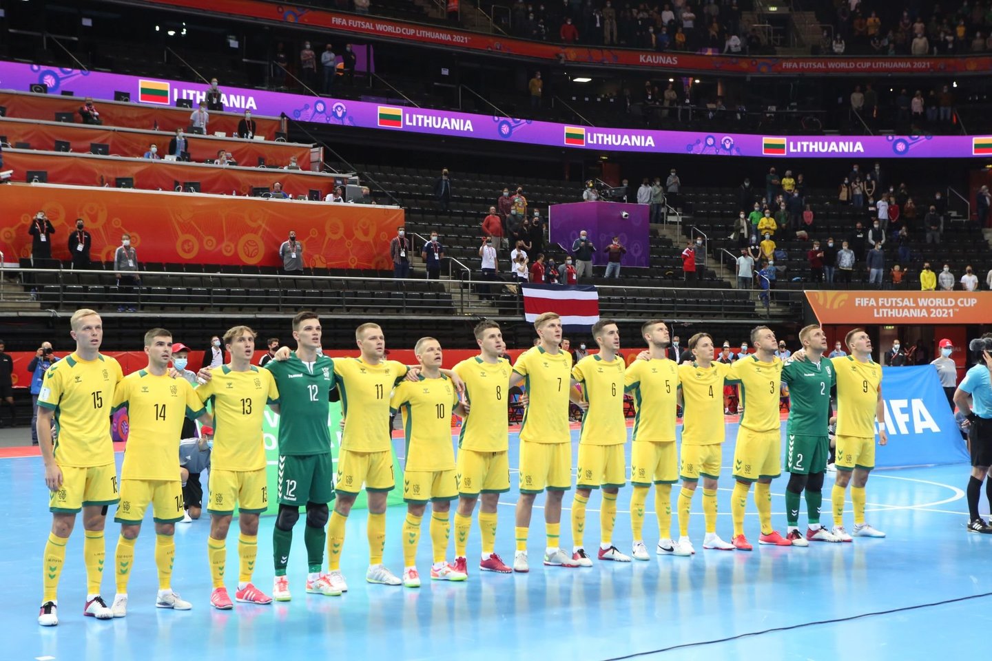 Lietuvos ir Kosta Rikos rinktinių dvikova pasaulio futsal čempionate.<br> M.Patašiaus nuotr.