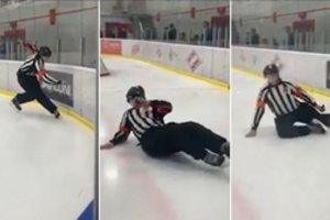 Tik Rusijoje: vaikų ledo ritulio varžybose – ant kojų nepastovintis girtas teisėjas