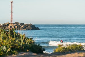 Atvirajame Lietuvos čempionate pirmąkart nugalėjo lietuvis – savo kurta banglente plaukęs G. Neniškis