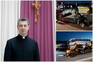 Sužeistą motociklininką gelbėjęs kunigas R. Doveika stebėjosi aplinkinių elgesiu 