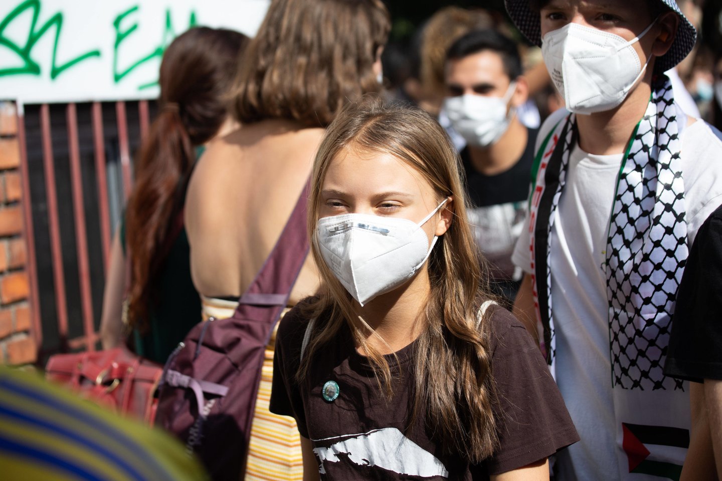  Milane vykstant jaunimo suvažiavimui G. Thunberg vadovauja klimato protestuotojų eitynėms.  <br> SIPA/Scanpix nuotr.