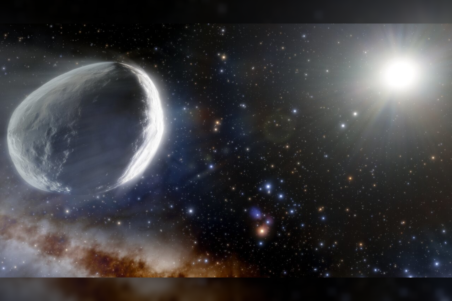  2031 m. pro Saturno orbitą praskries milžiniška Bernardinelli-Bernsteino kometa.<br> „Noir Lab“ iliustr.