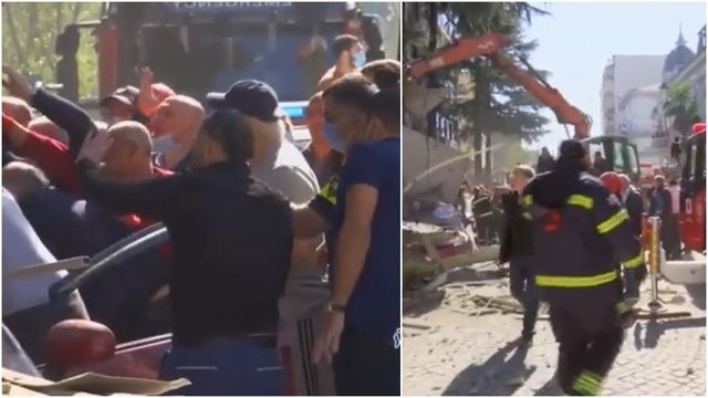 Užfiksuota nelaimės akimirka Batumyje: netikėtai sugriuvo gyvenamojo daugiabučio siena