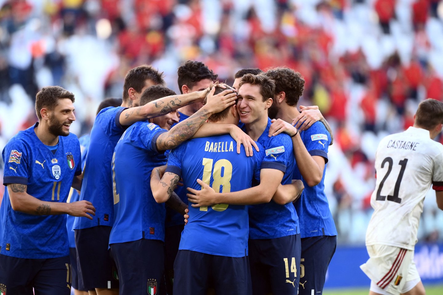 Italija įveikė Belgijos futbolininkus.<br> AFP/Scanpix nuotr.