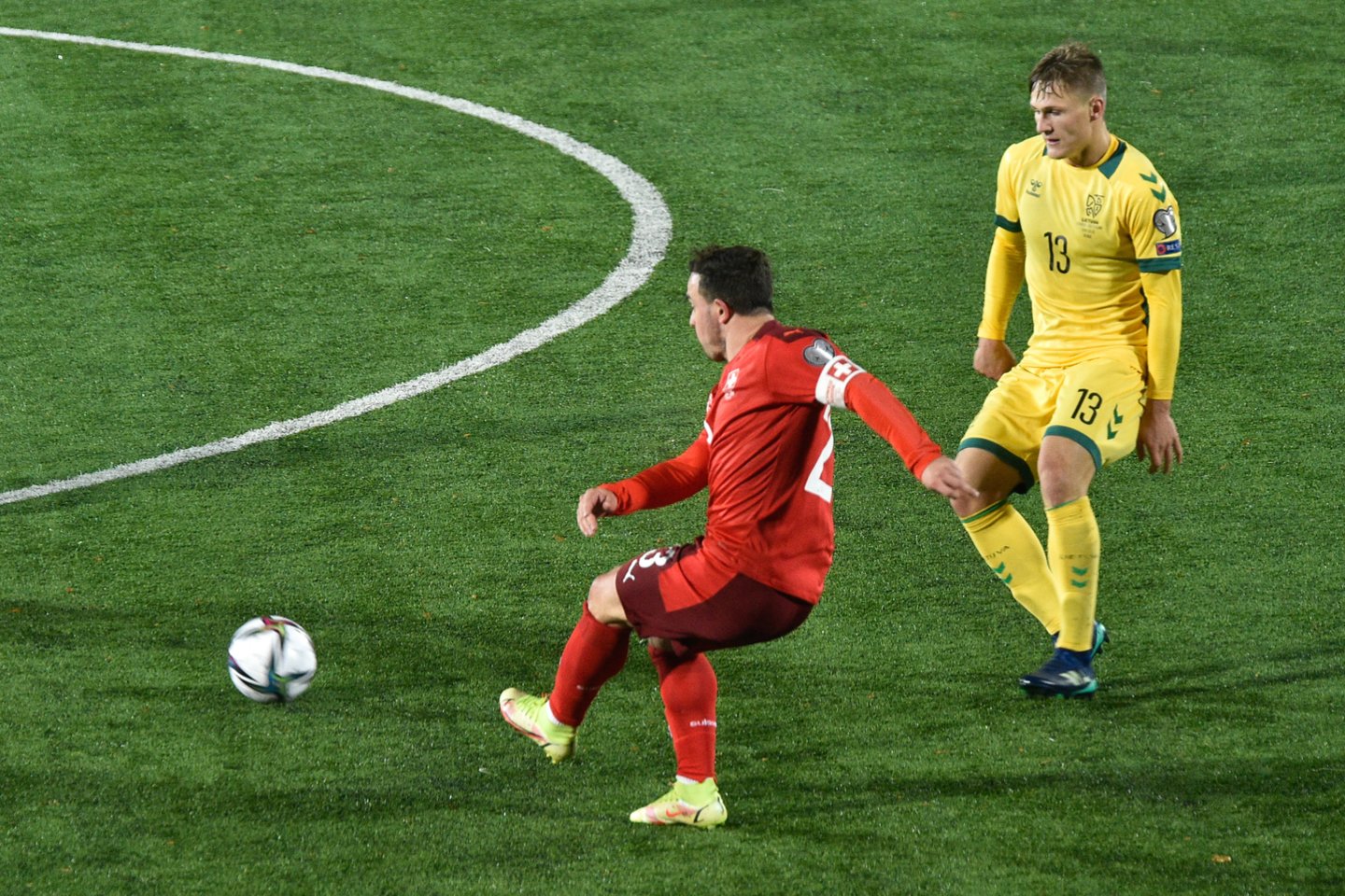 Lietuvos futbolo rinktinė žaidžia pasaulio čempionato atrankos mačą su<br> V.Ščiavinsko nuotr.