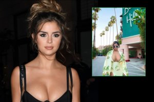 Demi Rose gili suknelės iškirptė vos neparodė daugiau nei reikėjo