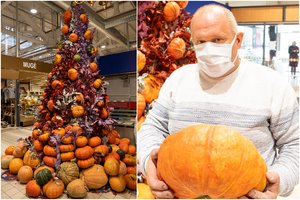 Kaune – įspūdinga Helovino eglė: jai sukurti nepagailėjo 3 tonų moliūgų