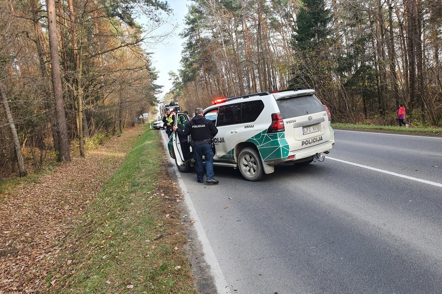 Greta Vilniaus automobilis trenkėsi į medį, sužeisti du suaugusieji ir vaikas.<br> Lrytas.lt nuotr.