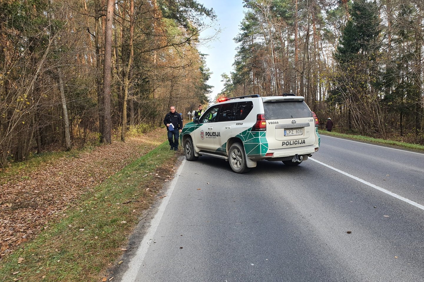 Greta Vilniaus automobilis trenkėsi į medį, sužeisti du suaugusieji ir vaikas.<br> Lrytas.lt nuotr.