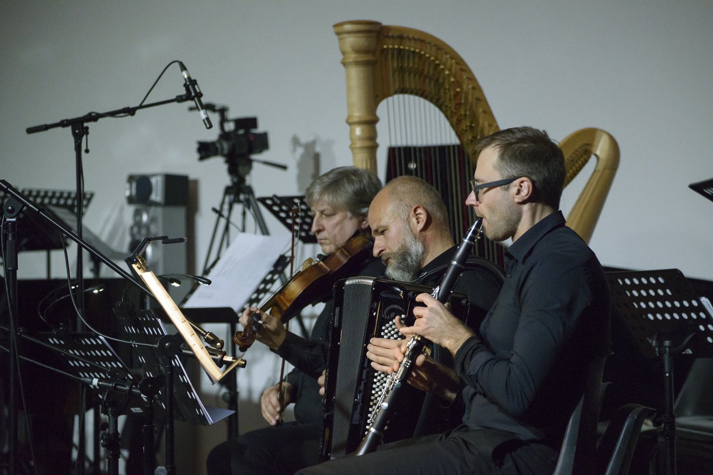 „Bremen Loudspeaker Orchestra“ ir Lietuvos ansamblių tinklas „Gaidoje“ pristatė visiškai naują programą.<br> K.Bingelio nuotr.