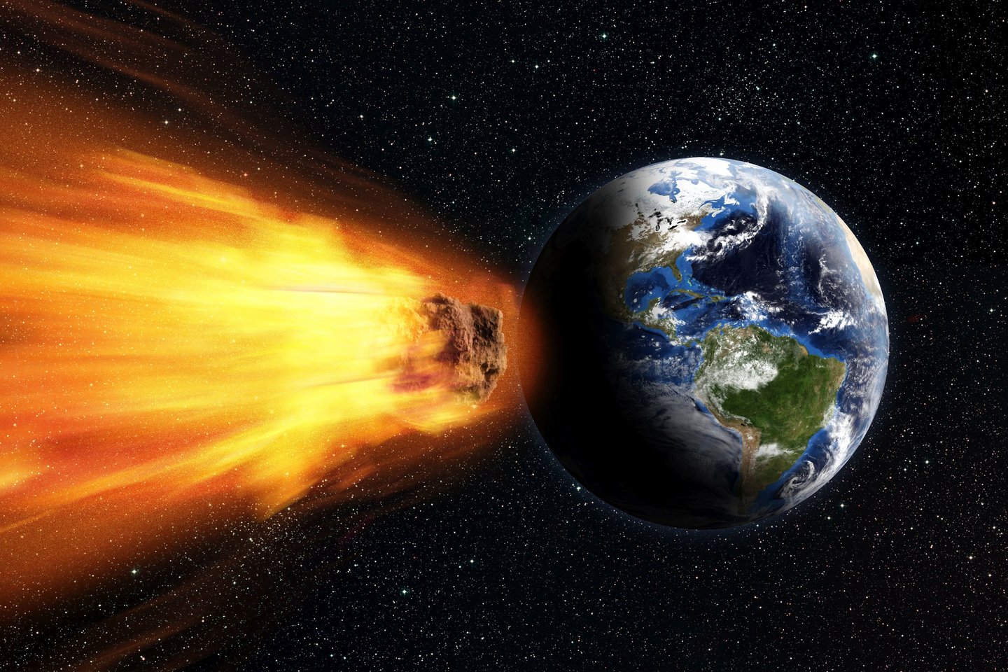  Praėjusią savaitę pro Žemę praskriejo maždaug šaldytuvo dydžio asteroidas, apie kurio egzistavimą astronomai sužinojo tik praėjus kelioms valandoms po jo praskriejimo.<br> 123rf iliustr.