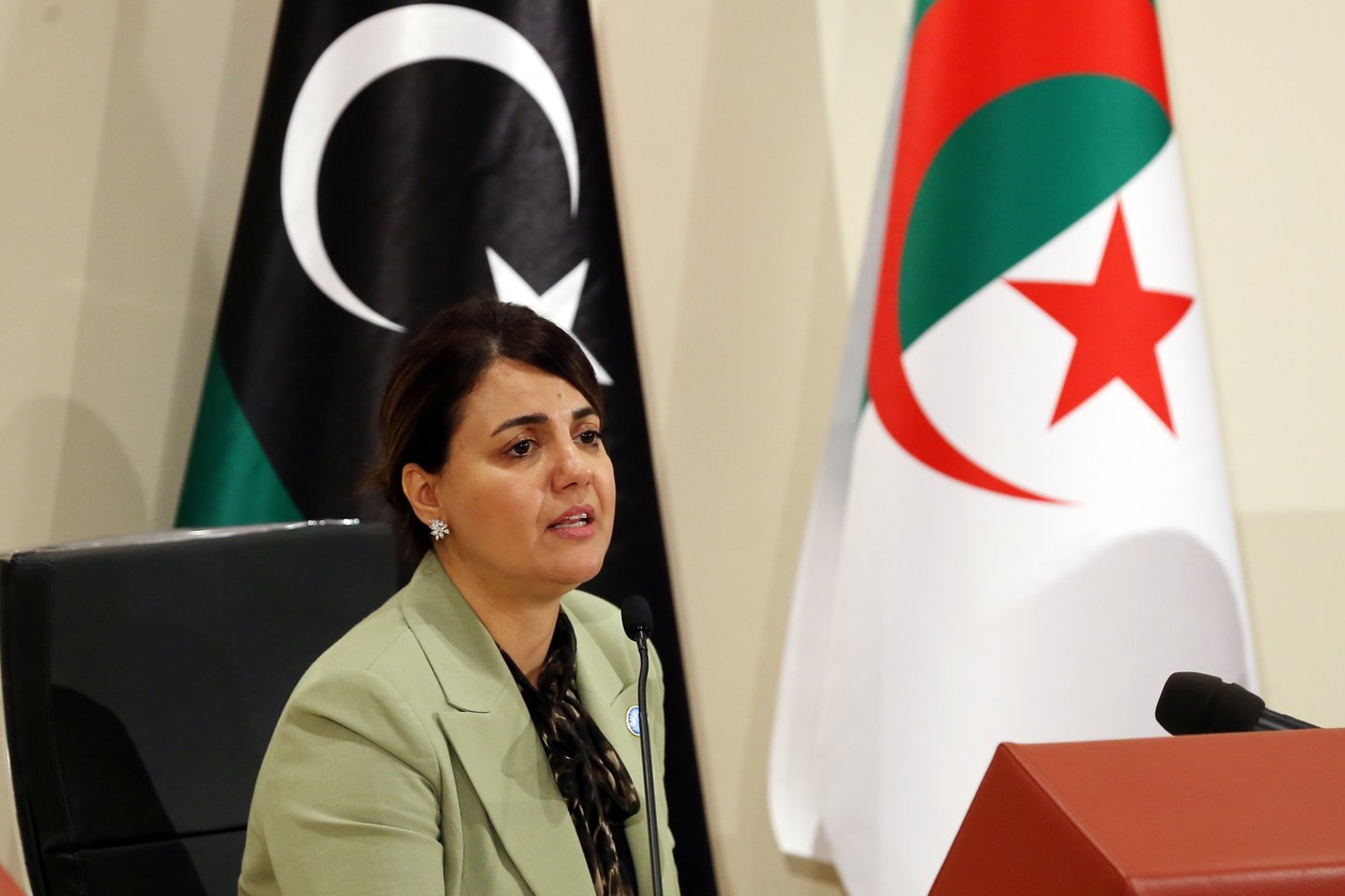 Libijos užsienio reikalų ministrė Najla al Mangoush.<br>ZUMAPRESS.com/Scanpix nuotr.
