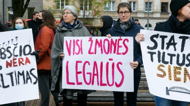 Protestuotojai, nepatenkinti migrantų apgręžimo politika: nesilygiuokime žiaurumu į Baltarusijos rėžimą