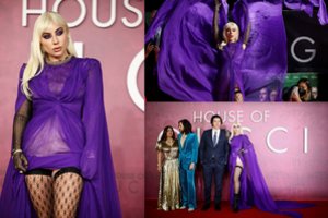 Filmo „Gucci mados namai“ premjeroje dėmesį kaustė Lady Gagos įvaizdis