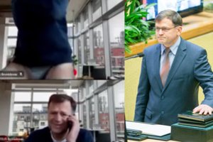 Politikas Bronislovas Matelis posėdyje pasirodė be kelnių