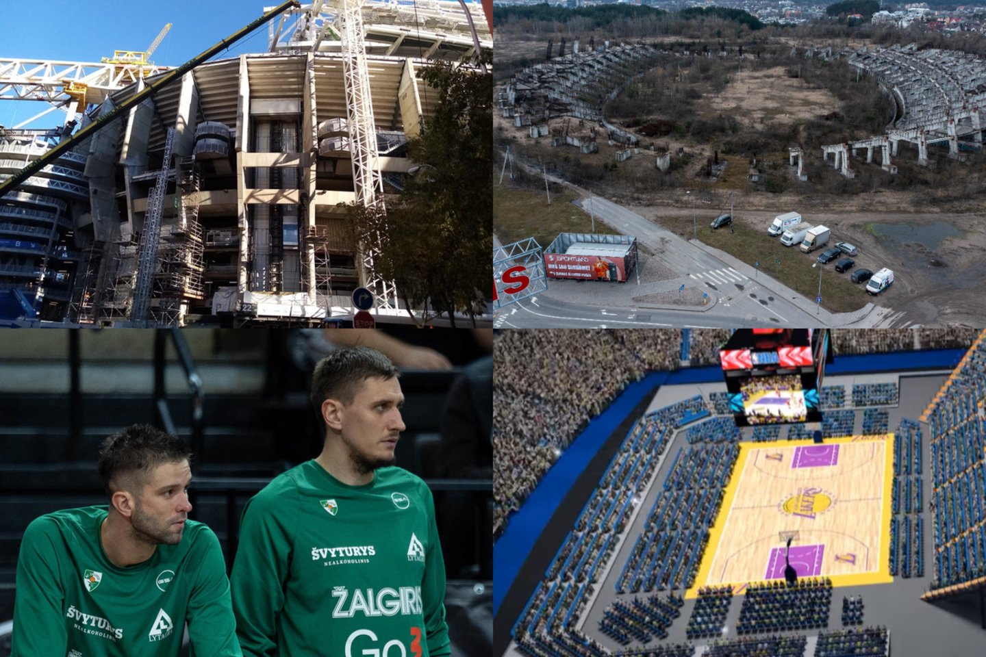 Atnaujintame „Santiago Bernabeu“ stadione bus galima rengti ir krepšinio rungtynes.<br>Lrytas.lt ir stopkadro nuotr. koliažas.