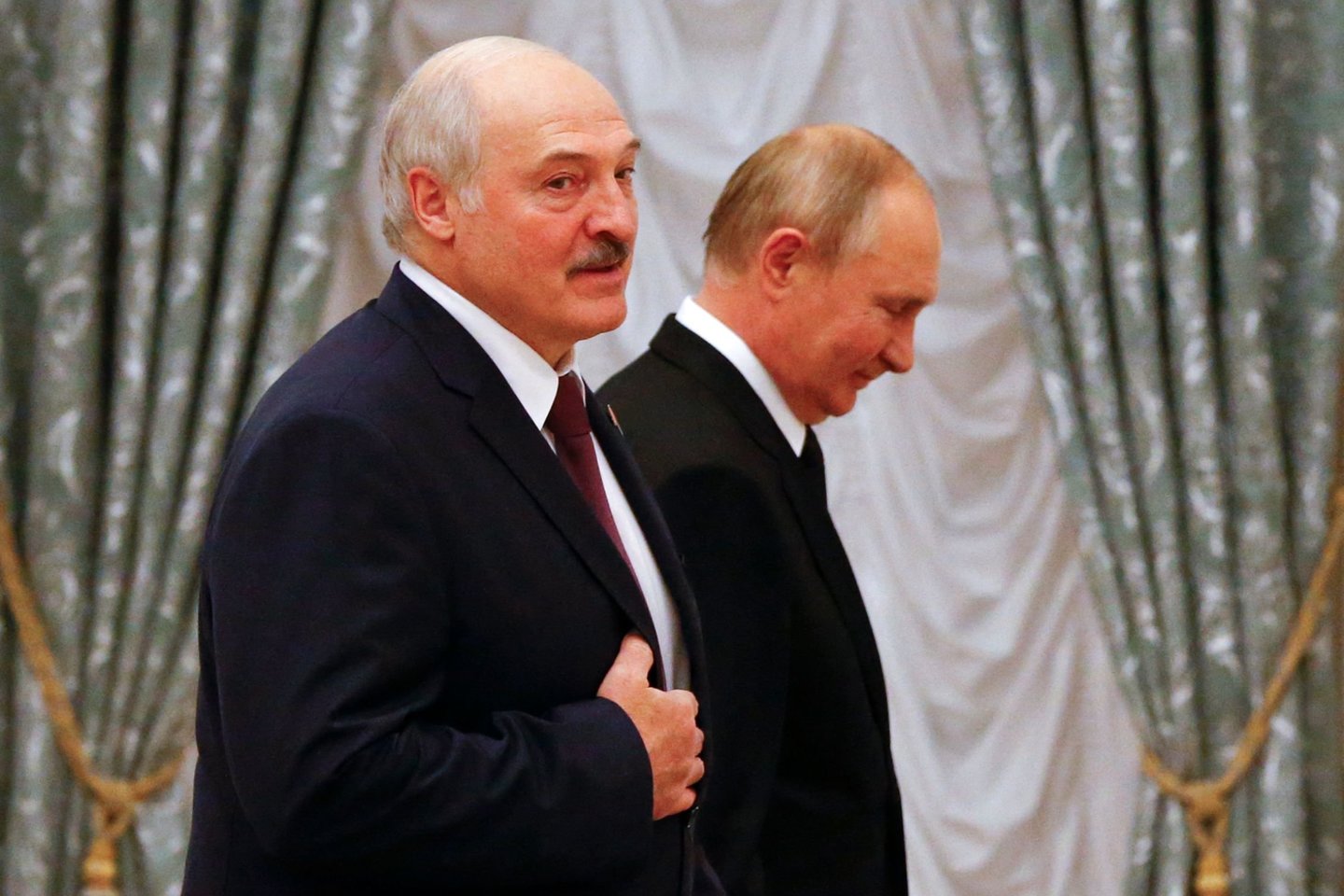 V. Putino ir A. Lukašenkos susitikimas.<br>AFP/Scanpix nuotr.