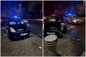 Girto vairuotojo „Toyota“ Vilniuje taranavo Vokietijos ambasadą saugančius stulpelius
