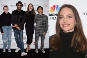 Filmo premjeroje Angelina Jolie spindėjo iš laimės: kompaniją jai palaikė paslaptingas vyriškis