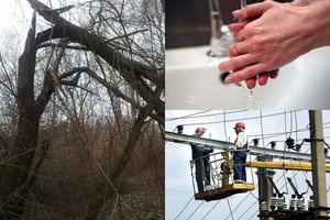 Daugelyje Vilniaus mikrorajonų nebuvo vandens, sutriko elektros tiekimas: ant elektros linijų užgriuvo medis