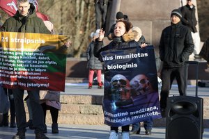 Vilniuje – dar vienas mitingas prieš skiepus nuo COVID-19, dalyviai laidojo Vyriausybę