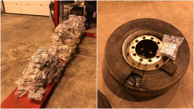 Atsarginiams vilkiko ratams kontrabandininkas rado kitokią paskirtį: juose – kone 200 kg hašišo