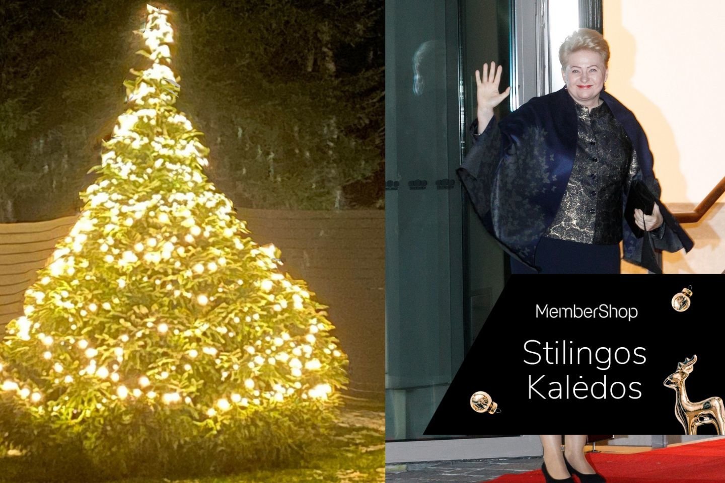 Buvusi Lietuvos prezidentė Dalia Grybauskaitė jau taip pat gyvena kalėdinėmis nuotaikomis. <br> Lrytas.lt koliažas.