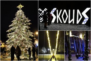 Skuode – lyg kalėdinėje pasakoje: įžiebta sniegu pasidabinusi Kalėdų eglė