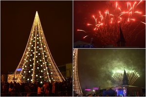 Mažeikiai įžiebė savo Kalėdų gražuolę: prisistatymo šventę vainikavo fejerverkai