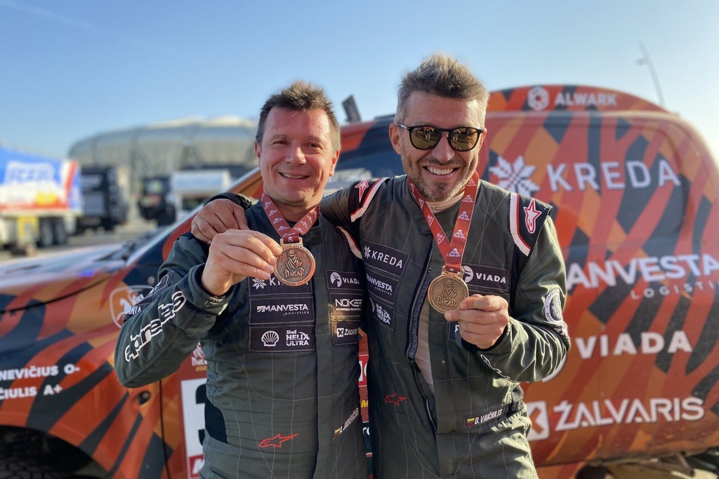  2021 metų Dakaro ralio „Kreda“ komanda: A.Juknevičius ir D.Vaičiulis. V.Dranginio nuotr.
