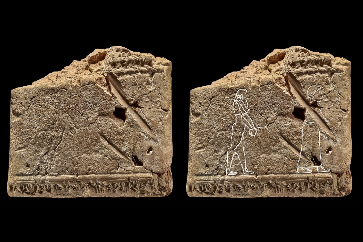  Vos plika akimi įžiūrimą graviūrą ant 3500 metų senumo Babilono plokštelės muziejaus kuratorius identifikavo kaip seniausią žinomą vaiduoklio atvaizdą.<br> Britų muziejaus nuotr.