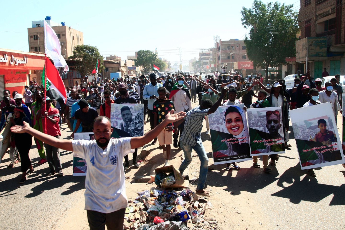Protestai prieš perversmą Sudane.<br>AFP/Scanpix nuotr.