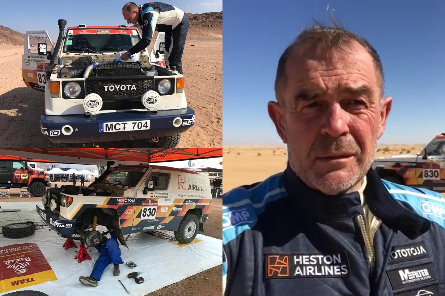 Ketvirtadienį Dakaro lenktynės anksčiau nei planuota baigėsi lengvųjų „klasikinių“ automobilių klasėje važiuojantiems Valdui Valiukevičiui ir Pauliui Kavaliauskui.<br>lrytas.lt fotomontažas