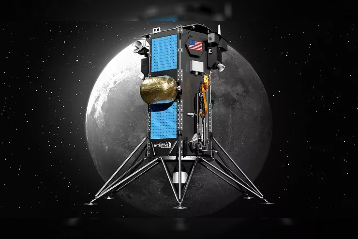  NASA pasirinko bendrovę „Intuitive Machines“, kuri 2022 m. gruodį į Mėnulio pietiniame ašigalyyje privačiu bendrovės „Nova-C“ nusileidimo aparatu atliks ledo kasybos eksperimentą „PRIME-1“.<br>Intuitive Machines nuotr.