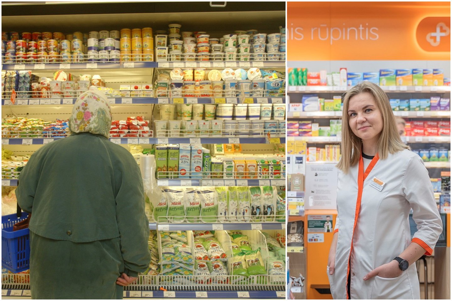 Pieno produktai, vaistininkė Giedrė Tautkevičienė.<br>lrytas.lt ir pranešimo spaudai nuotr. koliažas