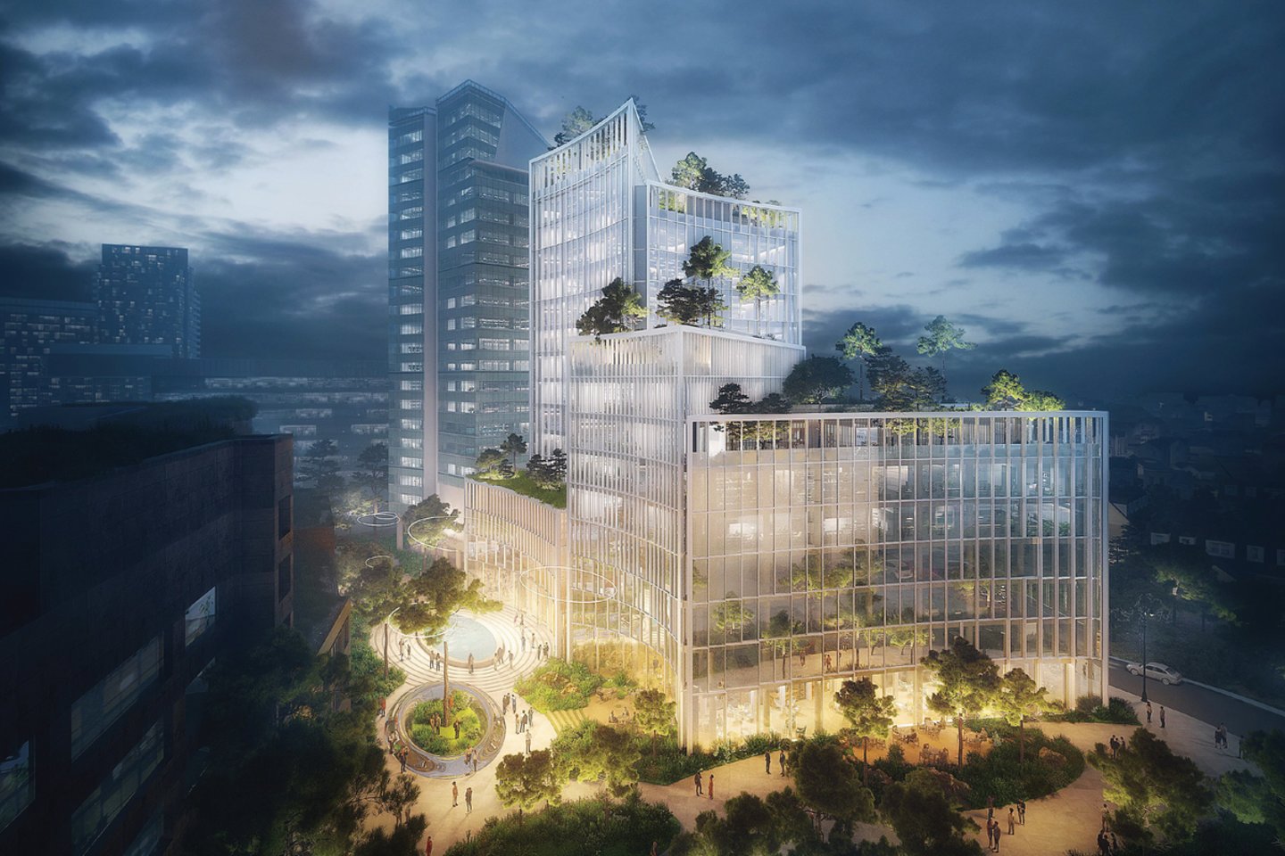 Vilniaus biurų komplekso „3 Burės“ plėtra bus realizuojama pagal Danijos architektų biuro „Arrow architects“ idėją.<br>„Arrow architects“ vizual.