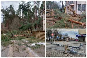 Lietuvą negailestingai siaubia vėjas: elektros neteko apie 40 tūkst. žmonių, dangų drebino kruša ir griaustinis