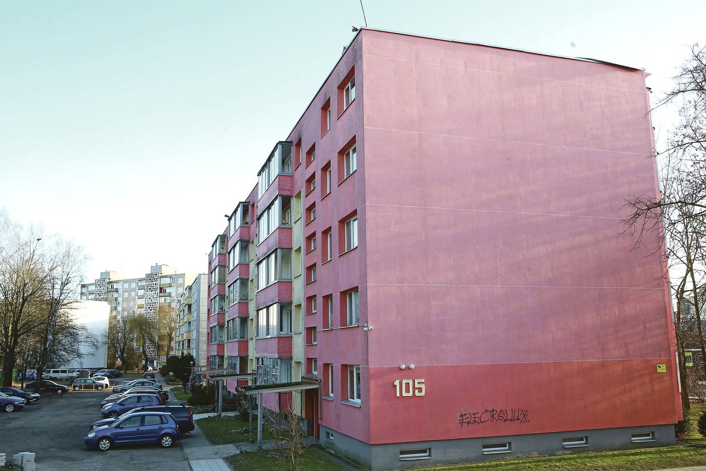Daugiabutis 2011 metais buvo atnaujintas, tačiau tada gyventojai atsisakė, kad būtų suremontuotas ir namo stogas.<br> G.Bitvinsko nuotr.