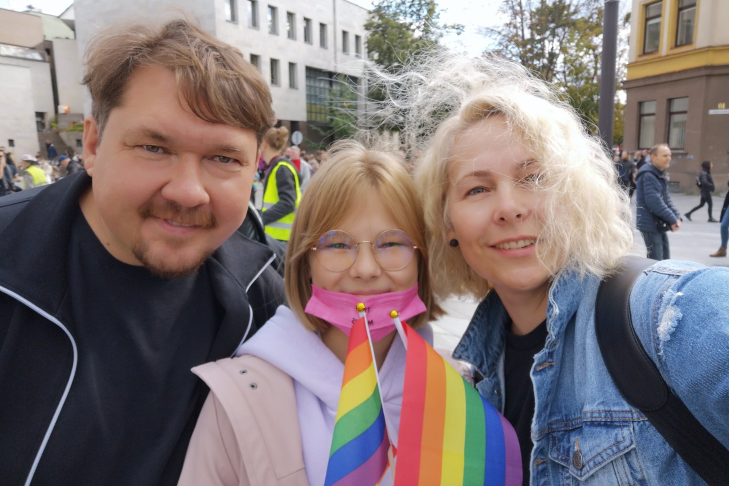 Lina su šeima pernai dalyvavo „Kaunas Pride“ parade.<br> Asmeninio archyvo nuotr.
