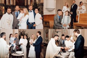 Linas ir Irma Adomaičiai pakrikštijo savo sūnų Jokūbą 