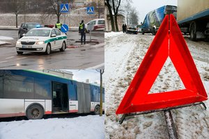 Dėl pavojingų eismo sąlygų pasipylė avarijos: nuo autobusų susidūrimo iki smūgių į medžius