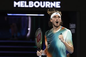 Lietų ir italą įveikęs S. Tstitsipas žais „Australian Open“ pusfinalyje