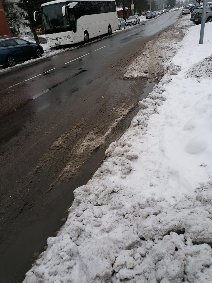Vilniaus savivaldybės atstovai pažymėjo, kad žiemos darbai nėra vien tik sniego valymas, pėsčiųjų takų ar važiuojamosios kelio dalies barstymas.<br>lrytas.lt skaitytojos nuotr.