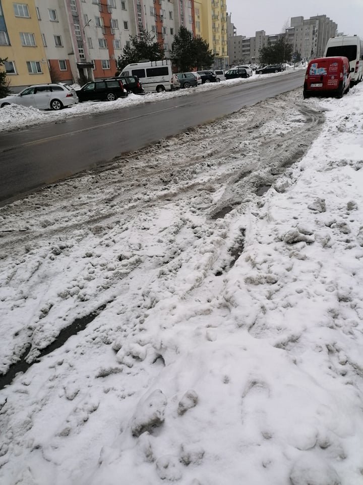 Vilniaus savivaldybės atstovai pažymėjo, kad žiemos darbai nėra vien tik sniego valymas, pėsčiųjų takų ar važiuojamosios kelio dalies barstymas.<br>lrytas.lt skaitytojos nuotr.
