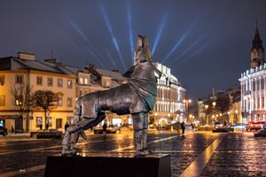 Vilnietė nustebino miestiečius – geležinį vilką papuošė avies kailiu