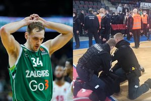Po LKL rungtynių – konfliktas „Švyturio“ arenoje: „Žalgirio“ sirgalius ramino policija