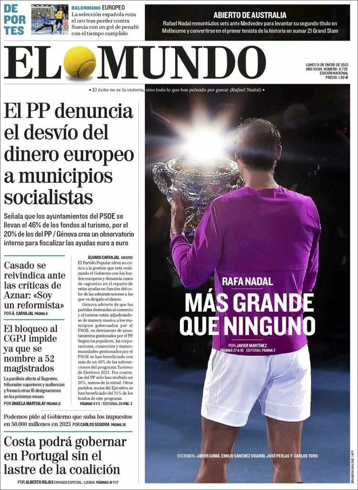  Ispanijos žiniasklaidos antraštės.